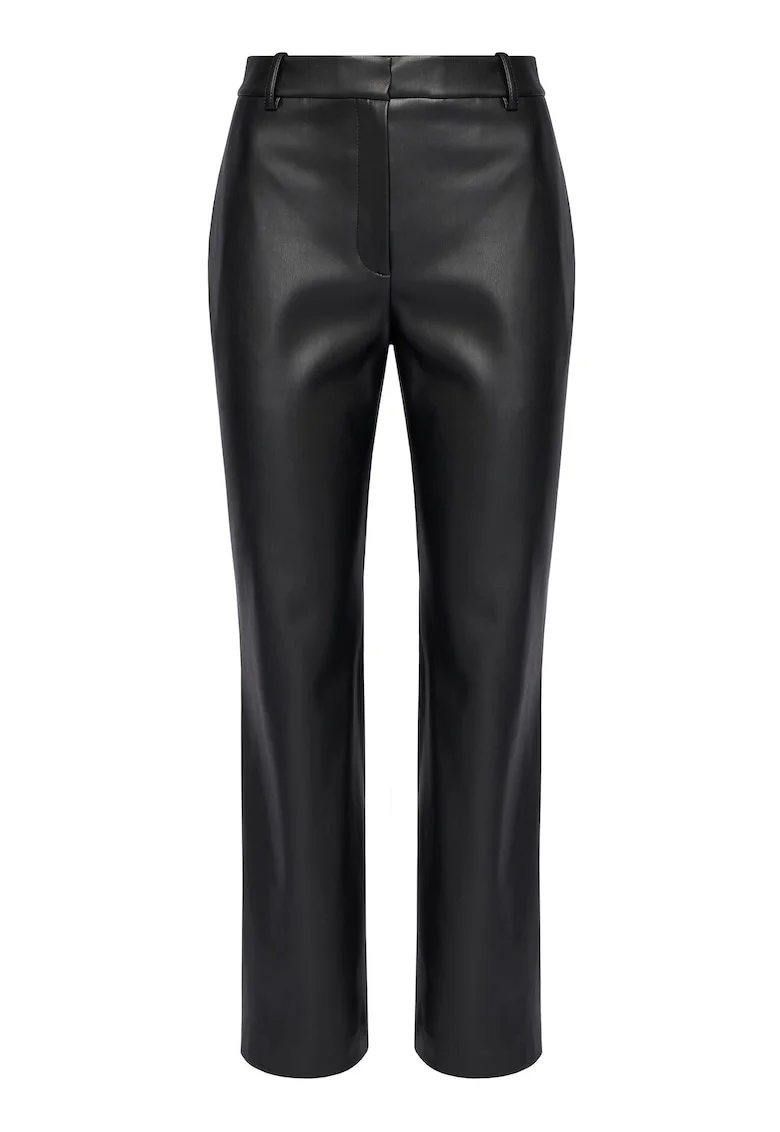 Pantaloni dama,  piele ecologica, negru