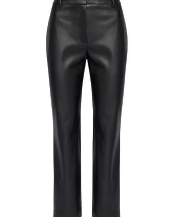 Pantaloni dama,  piele ecologica, negru