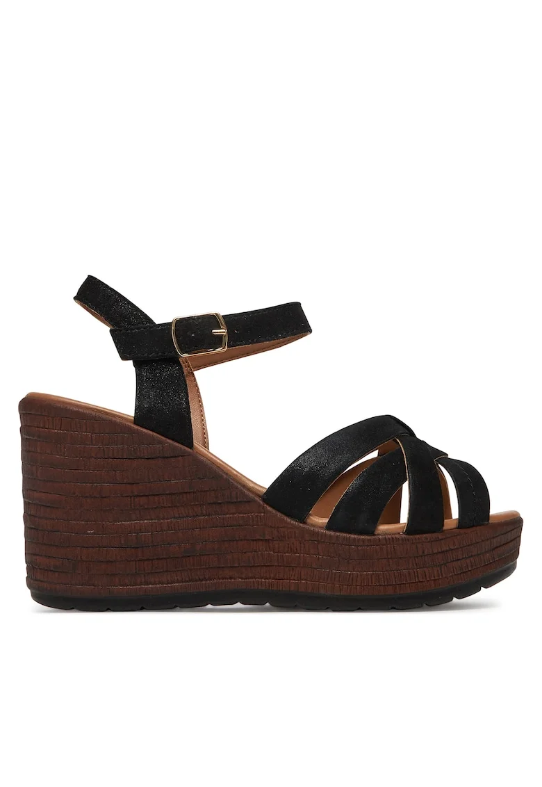 Sandale dama,  piele naturala, negru/maro