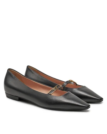 Balerini dama,  piele naturala, negru