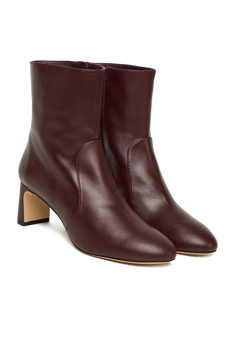 Botine dama SL542,  Piele naturala, Maro