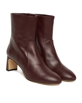 Botine dama SL542,  Piele naturala, Maro