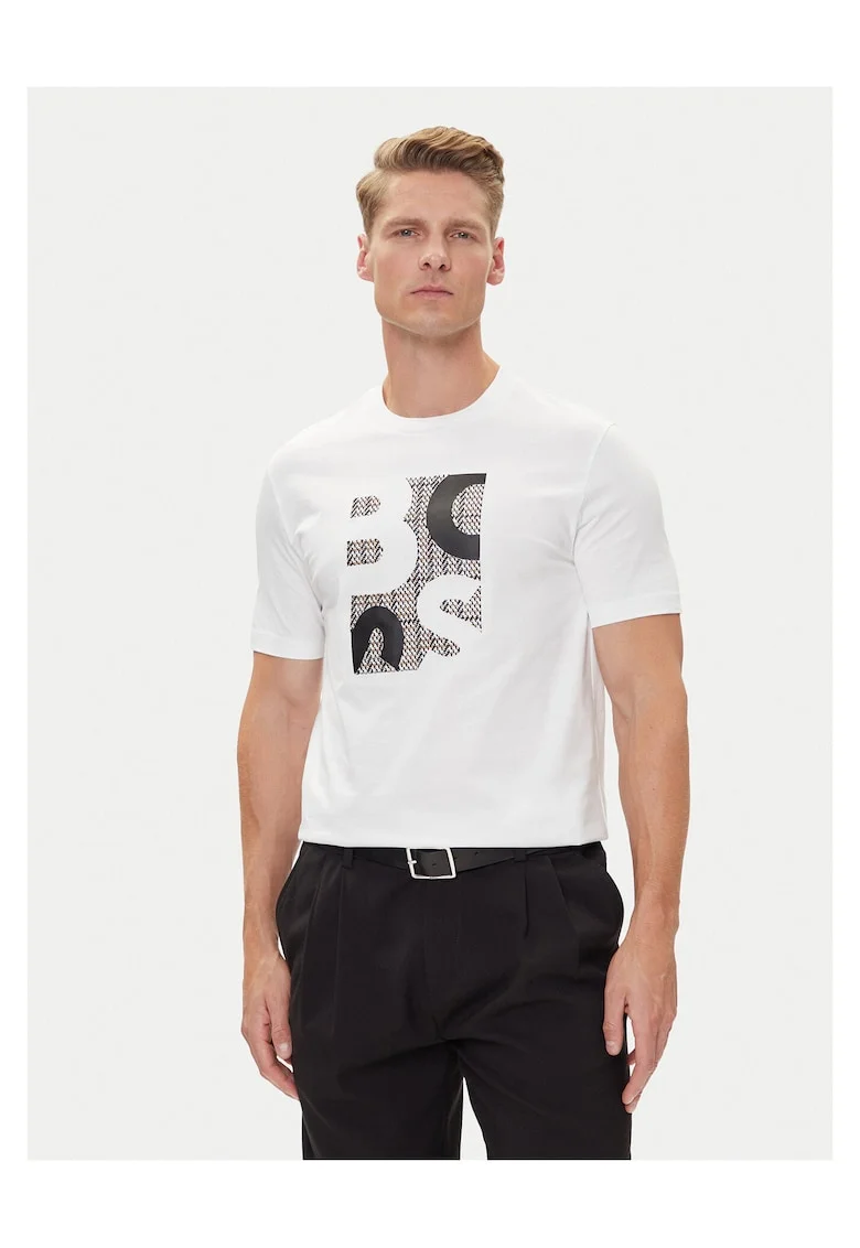 Tricou barbat  alb/negru, bumbac