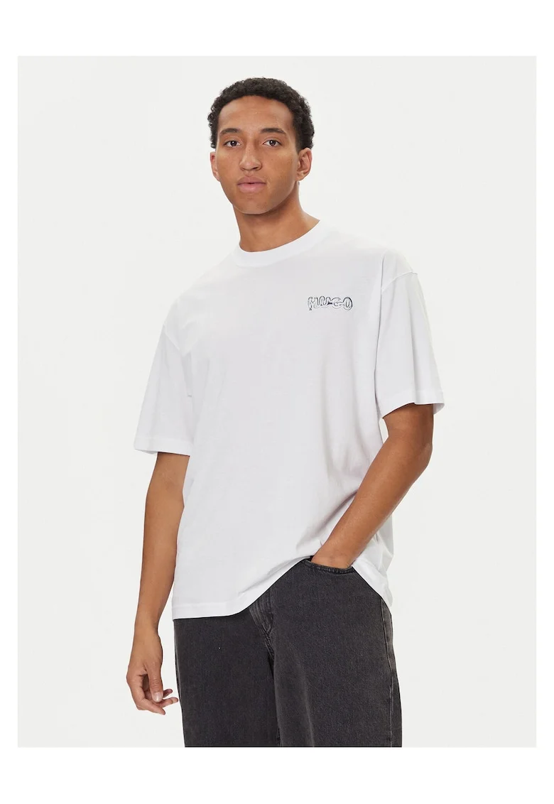 Tricou barbati  alb, bumbac, cu logo
