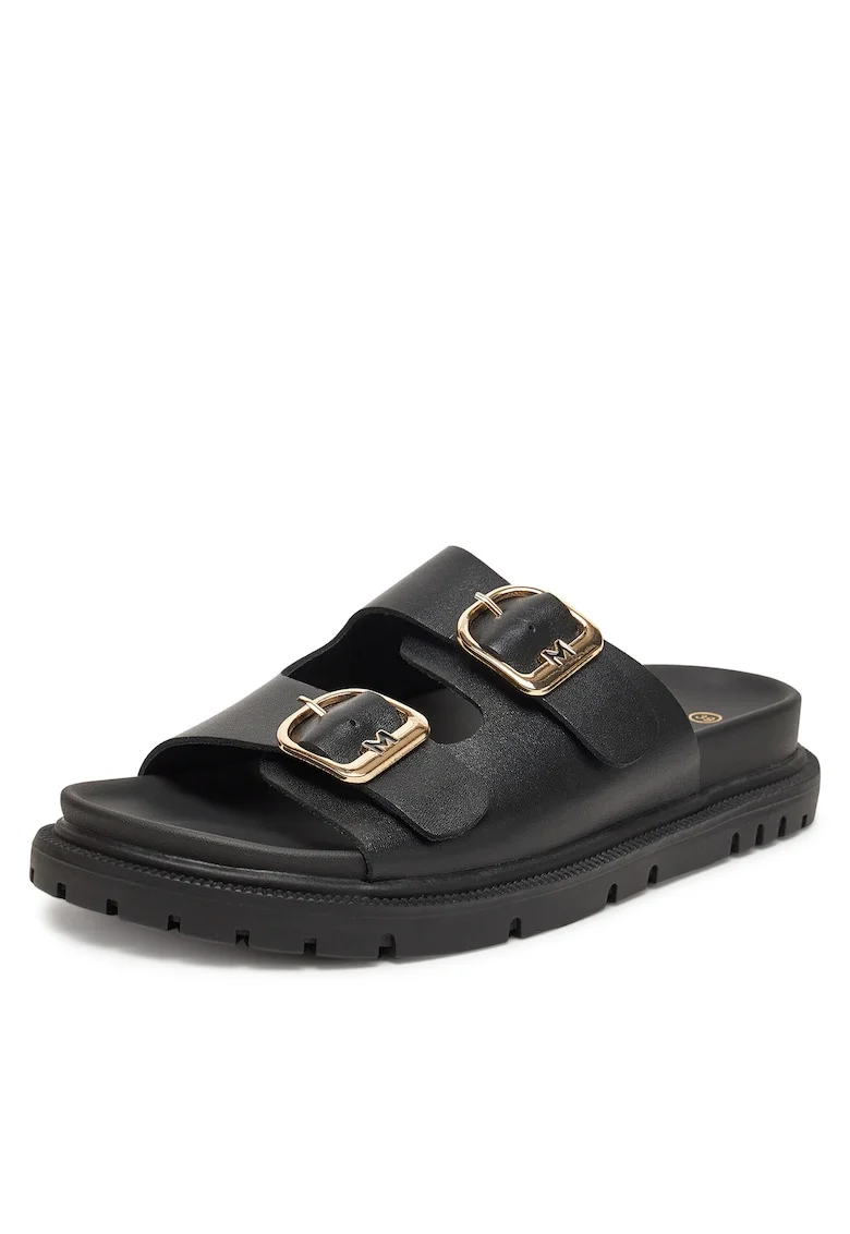 Slapi dama,  piele naturala, negru