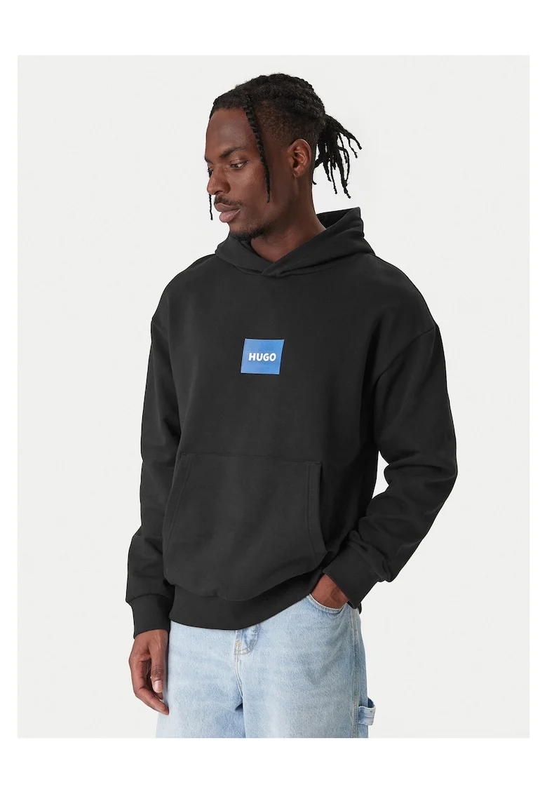 Hanorac barbati  negru, cu gluga, model simplu