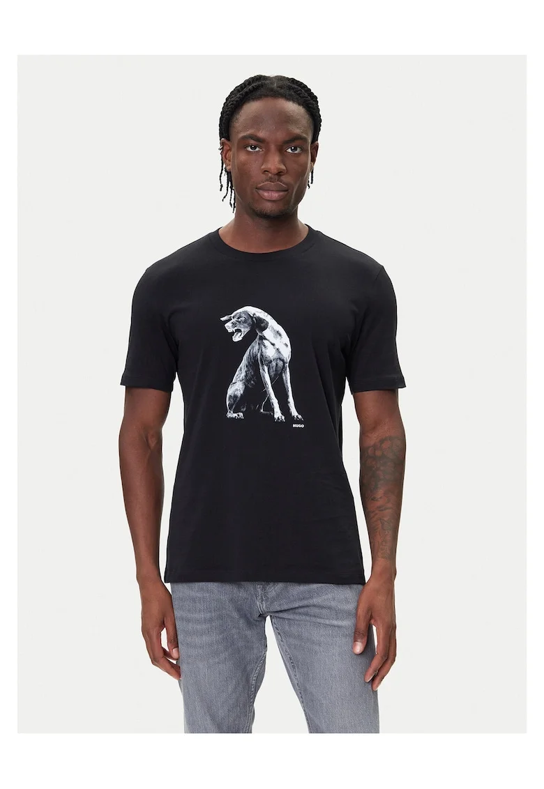Tricou barbati  negru, bumbac, imprimeu