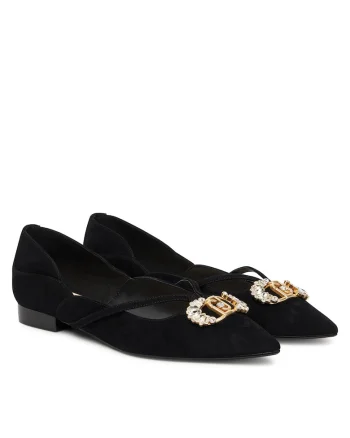 Balerini dama Vivien,  piele naturala, negru/auriu