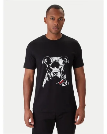 Tricou barbati  negru, bumbac, imprimeu caine