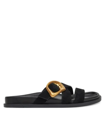 Slapi dama,  MOIRA-E252765LM, piele naturala, negru