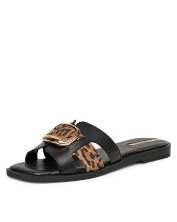 Slapi dama  model MX/024C-EST, piele naturala, negru