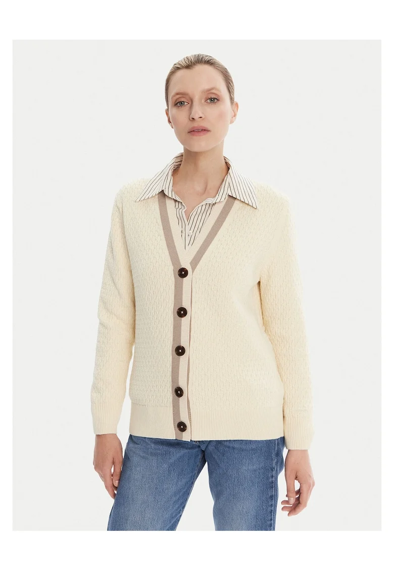 Cardigan dama  ecru, pulover tricotat