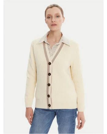 Cardigan dama  ecru, pulover tricotat