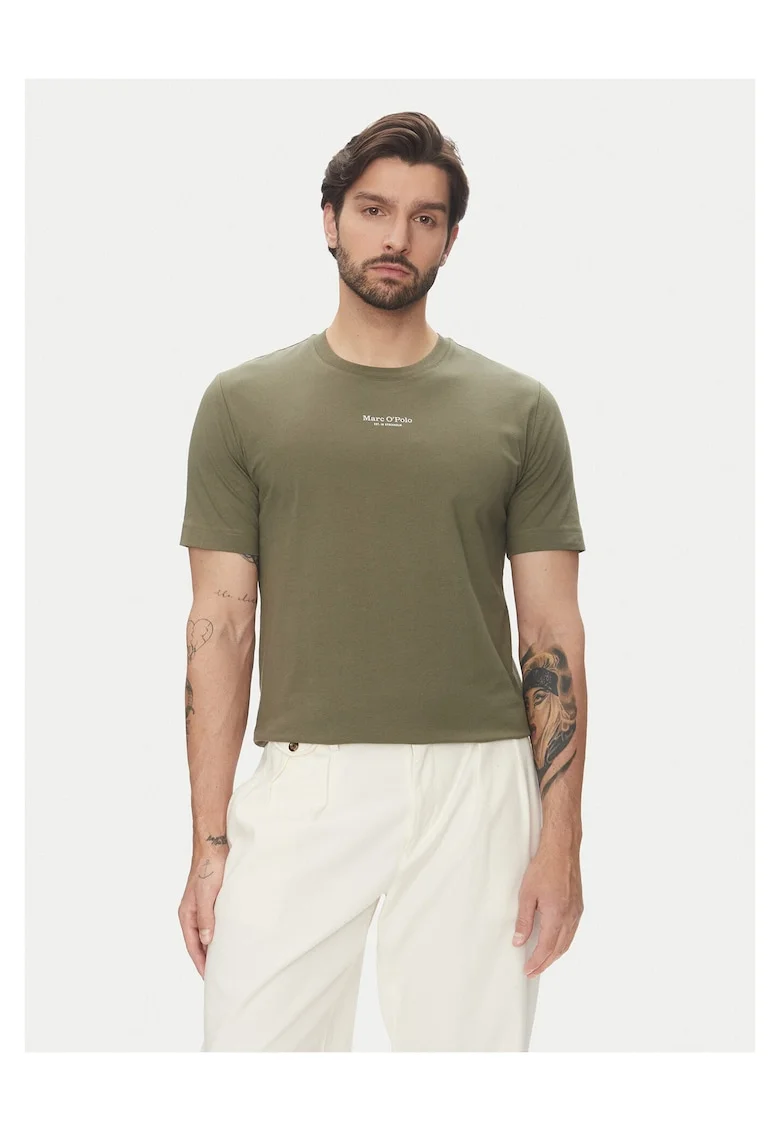 Tricou barbati  verde kaki, bumbac