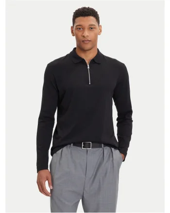 Bluza polo barbati  negru, bumbac