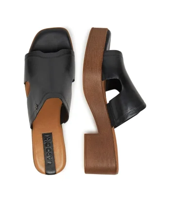 Papuci cu toc dama,  piele naturala, Negru