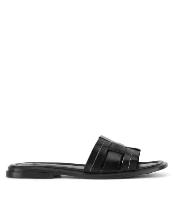 Slapi dama,  POLA-25392, piele naturala, negru