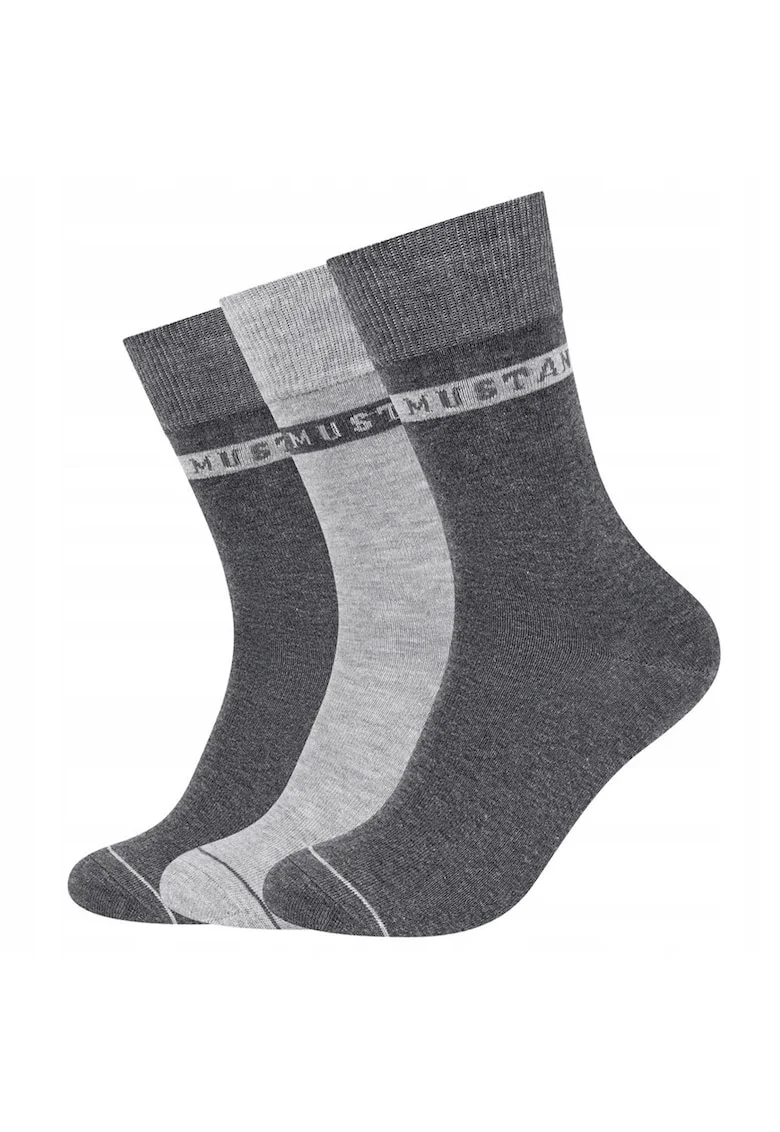 Sosete Barbati,  MU31039 – 9703, 3 Perechi, Regular Fit, Design Simplu Cu Logo, Lungi, Confortabile Si Respirabile, Bumbac, Marimea 39-42 EU, Gri
