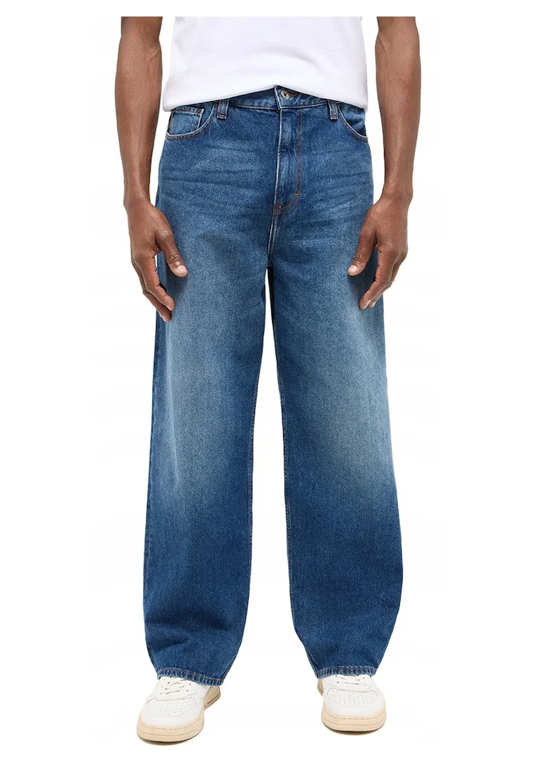 Blugi Barbati,  Vermont, Loose Fit, Talie Joasa, Fermoar, Lungi, 5 Buzunare, Bumbac, Elastan, W32-L32 US, Albastru