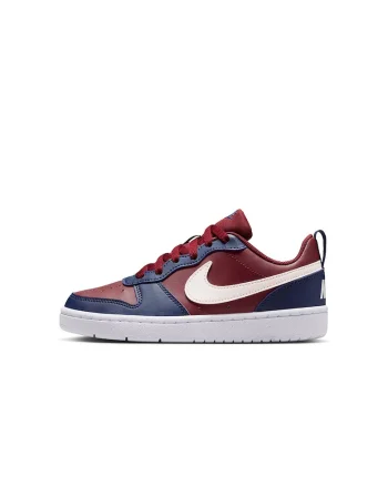 Pantofi sport din piele ecologica Court Borough, Alb/Visiniu/Albastru inchis