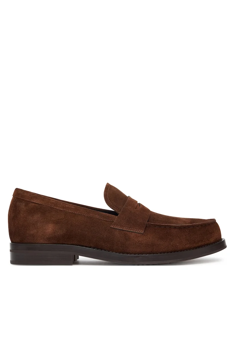 Mocasini barbati Dressletic,  piele naturala, maro inchis