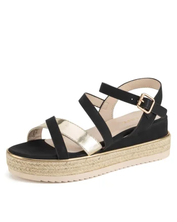 Sandale dama,  espadrile, negru, tesatura