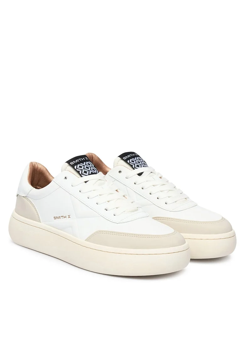 Tenisi dama,  SXBCOCW-9553-W, piele naturala, alb/bej