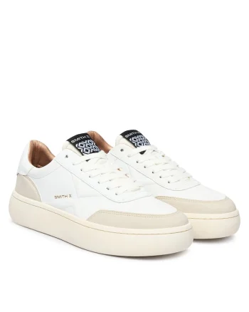 Tenisi dama,  SXBCOCW-9553-W, piele naturala, alb/bej