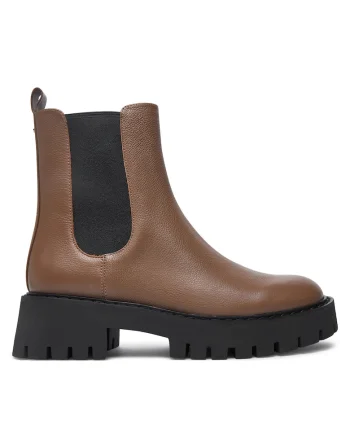 Botine dama 40F4ASFE5L,  Piele naturala, Maro
