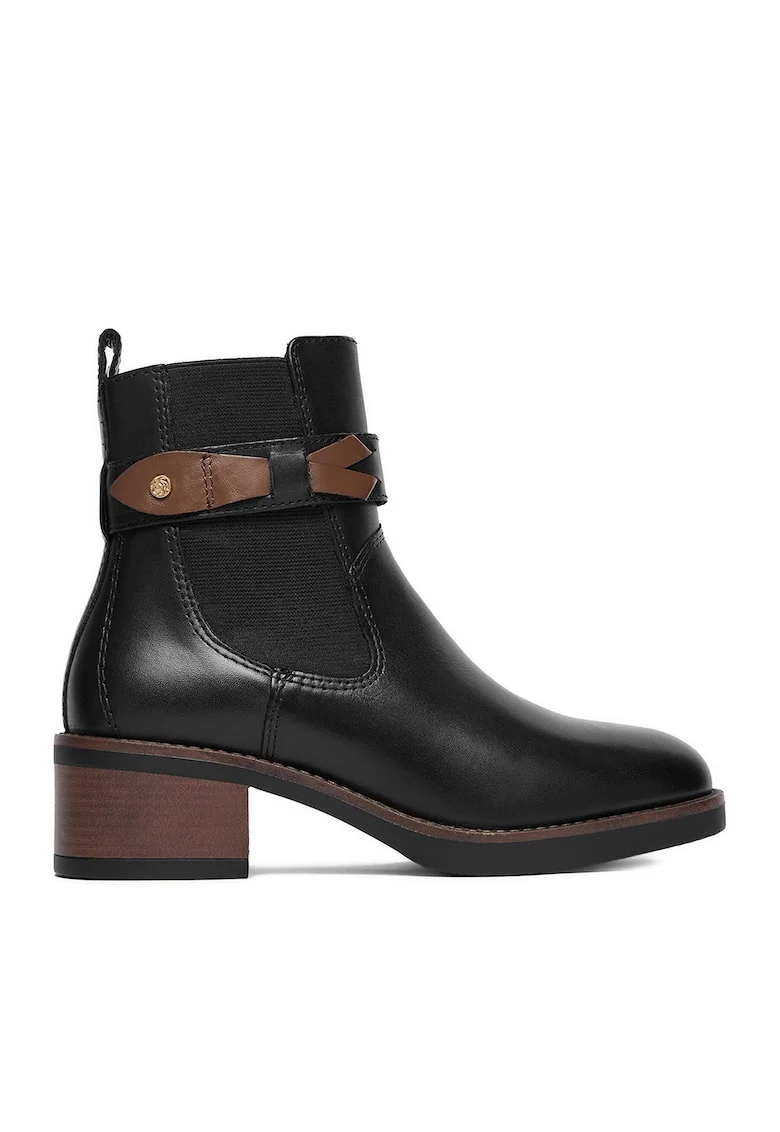 Botine dama,  piele naturala, negru, Negru
