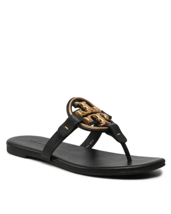 Slapi dama,  Perfect Black 006, piele naturala, Metal Miller,
