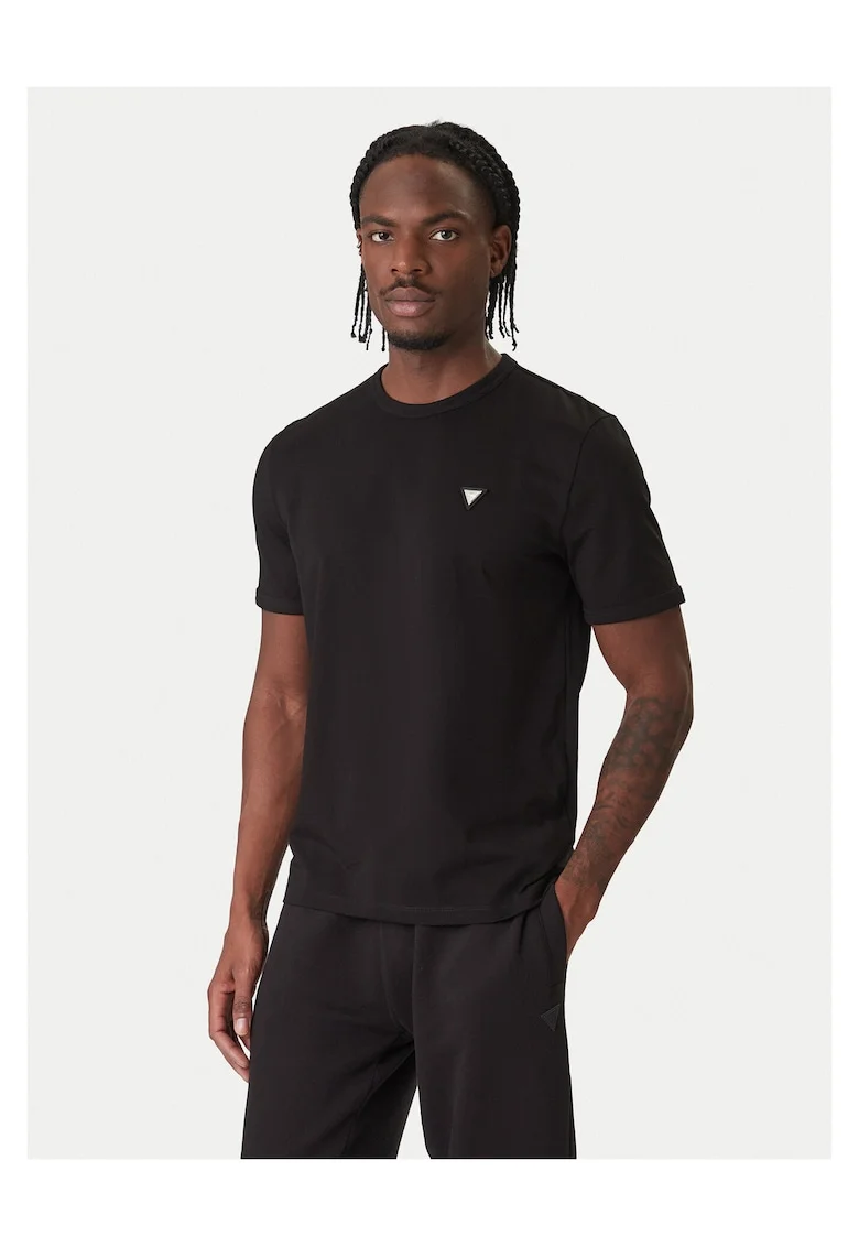 Tricou barbati  negru, bumbac, logo