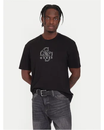 Tricou barbati  negru, bumbac, cu logo
