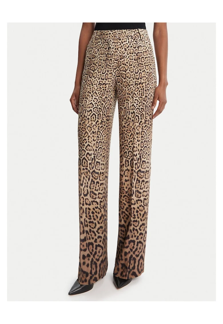 Pantaloni dama  stofa, bej/negru