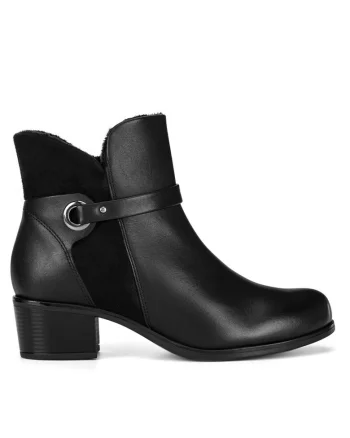 Botine dama  piele naturala negru, Negru