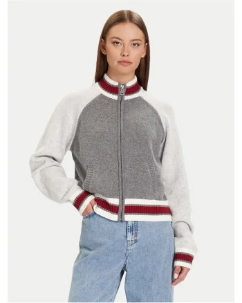 Cardigan dama  gri, pulover din tricot