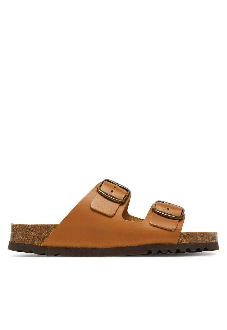 Papuci dama  Josephine, piele naturala, culoare cognac