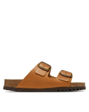Papuci dama  Josephine, piele naturala, culoare cognac