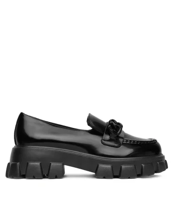 Mocasini dama,  piele ecologica, Negru