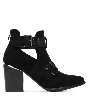 Botine dama 7612-7,  Textil, Negru