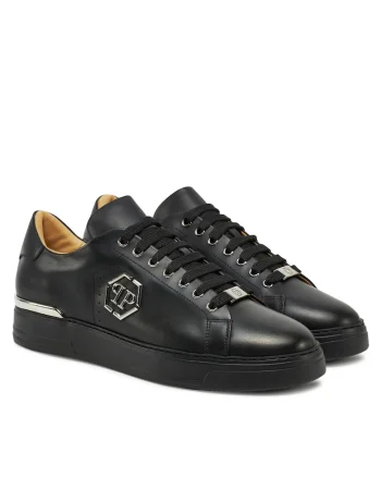 Tenisi unisex  N0202, piele naturala, negru