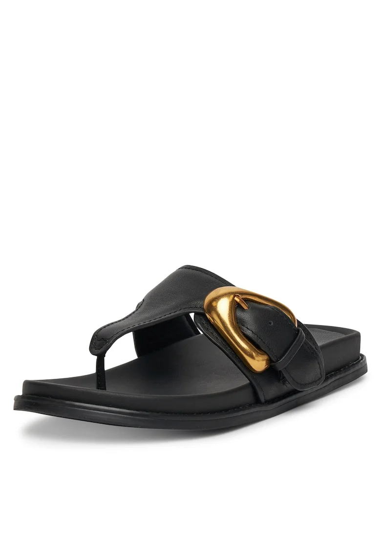 Slapi dama  piele naturala, negru, Negru