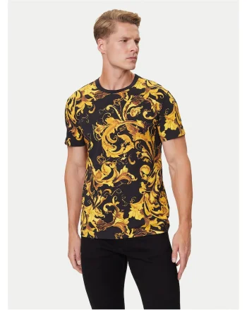Tricou barbati  negru/galben, din bumbac