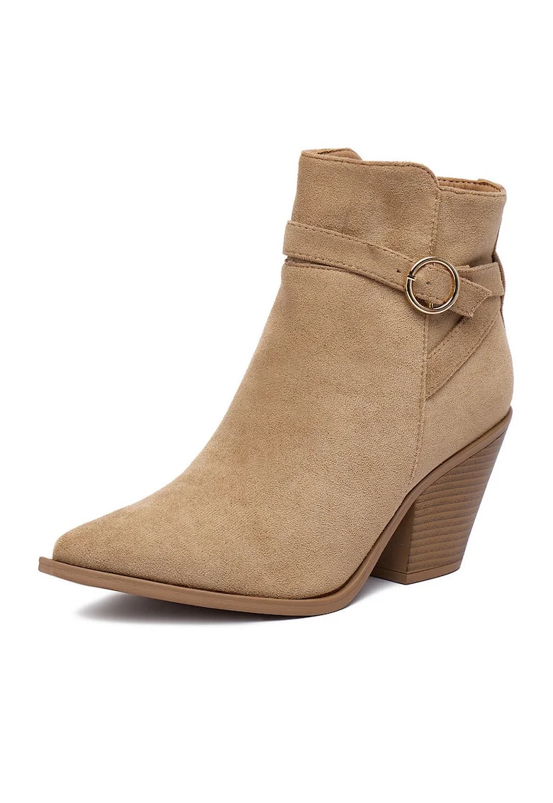 Botine dama 3030,  Textil, Bej