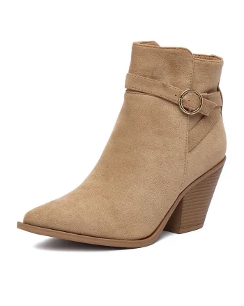 Botine dama 3030,  Textil, Bej