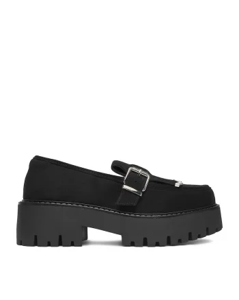 Mocasini dama  negru, material textil