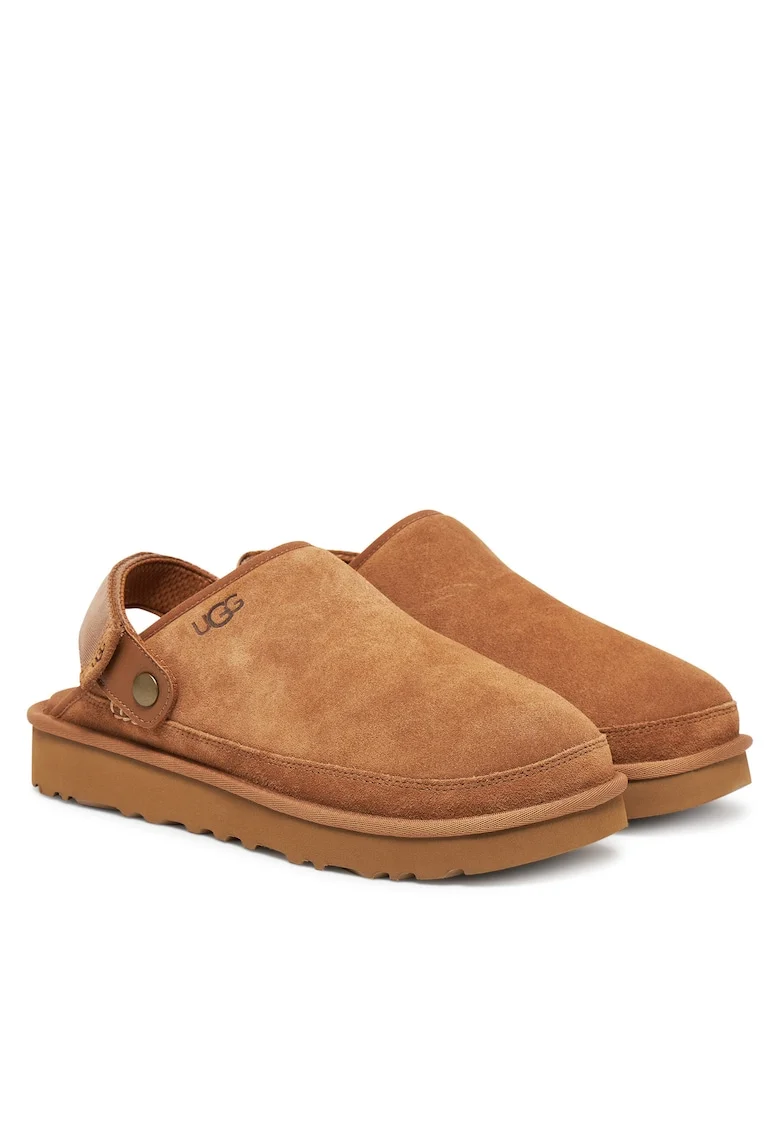 Papuci barbati  Goldencoast Clog I, piele naturala, culoare castan,