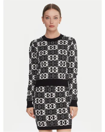 Pulover dama  negru si alb, material de calitate