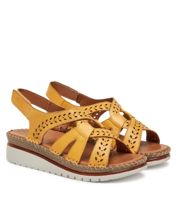 Sandale dama,  Gelb 06, piele naturala, galben