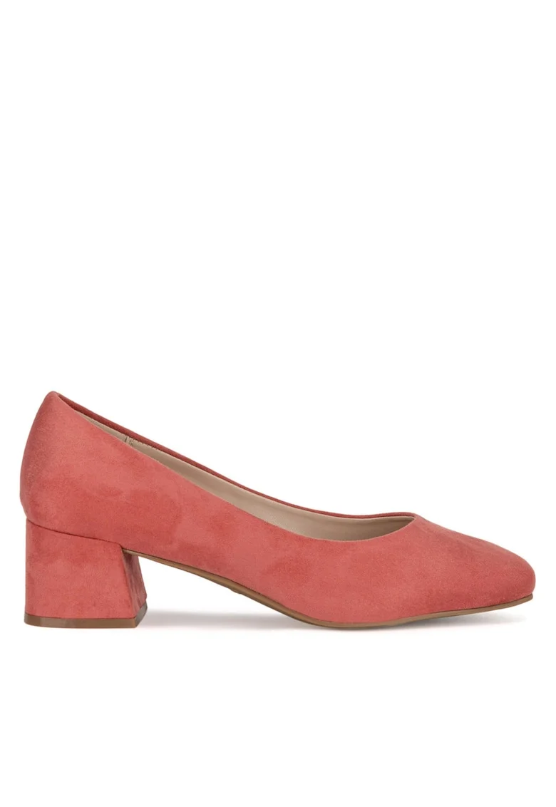 Pantofi dama,  toc, rosu, tesatura